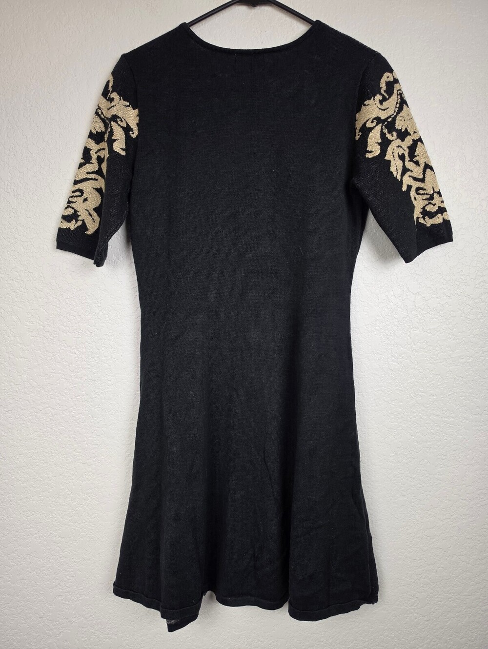 Anthropologie Eci Medium Black Gold Damask Dress - Picture 2 of 4